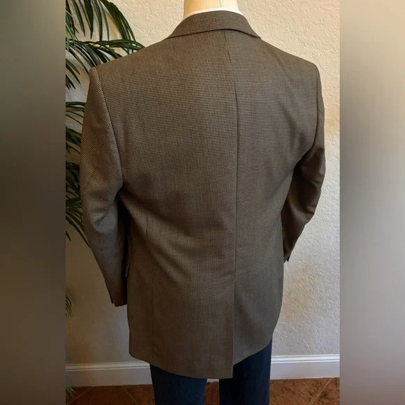 JOS A BANK MENS BLAZER SIZE 44L HOUNDSTOOTH SPORT COAT 2 BUTTON SUIT JACKET